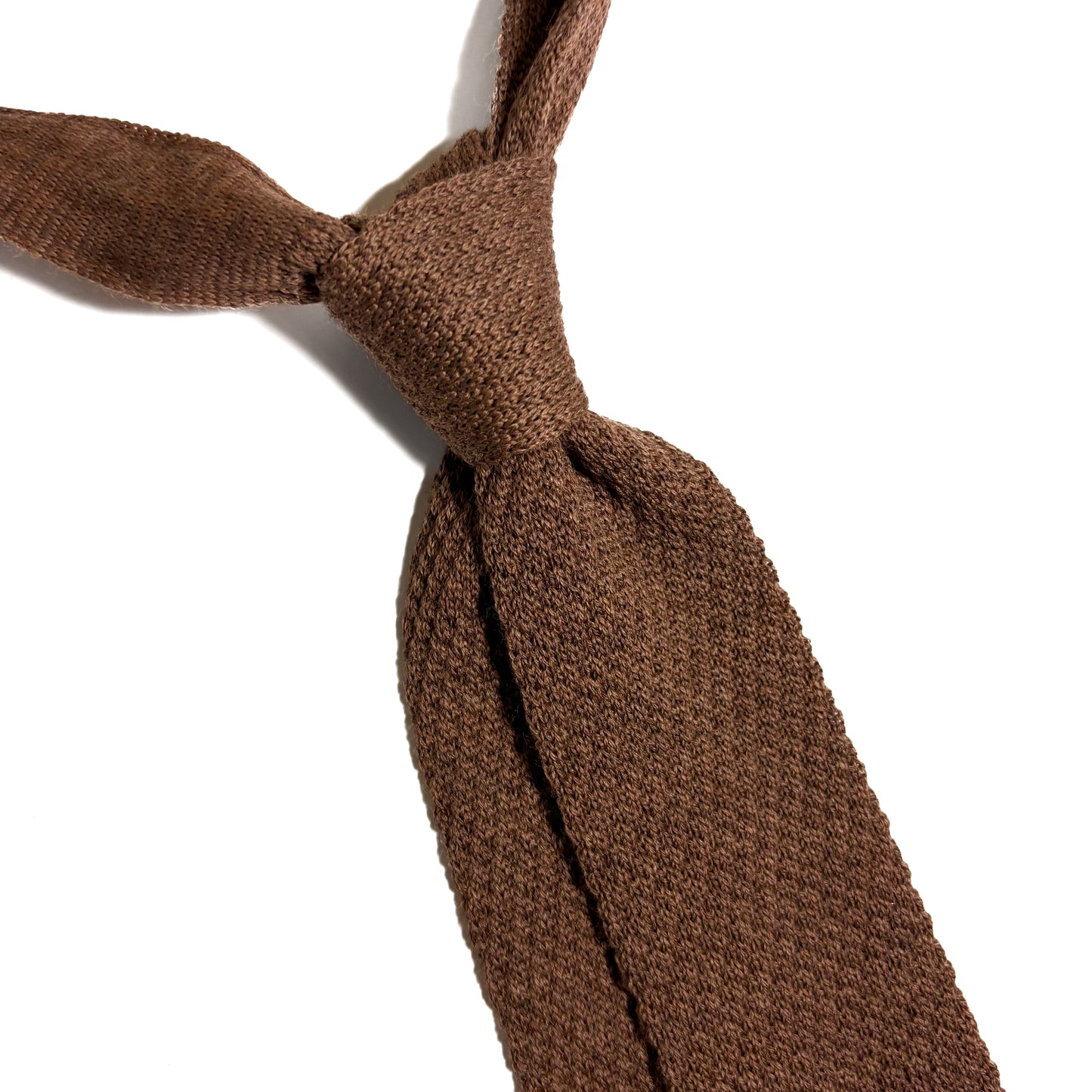 Large Knot Light Brown Wool Knitted Tie
