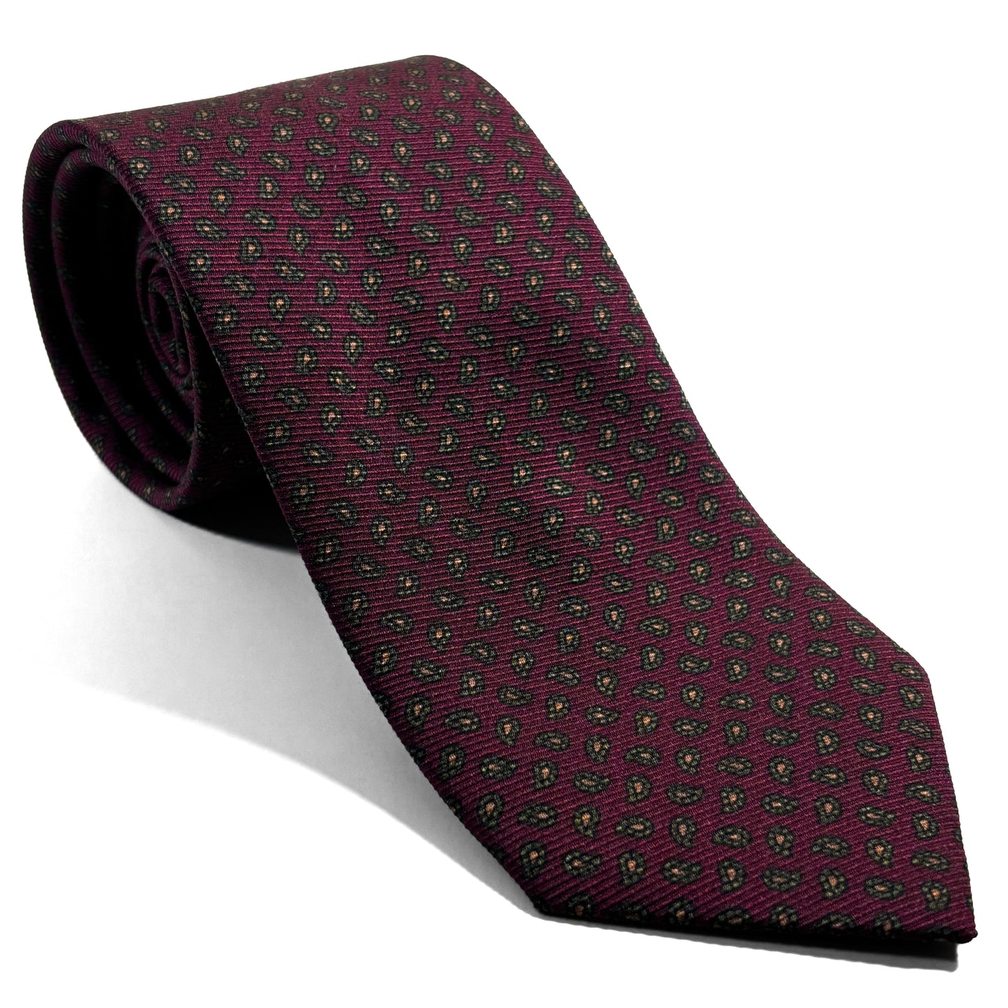 Burgundy Small Paisley Italian Madder Silk Tie