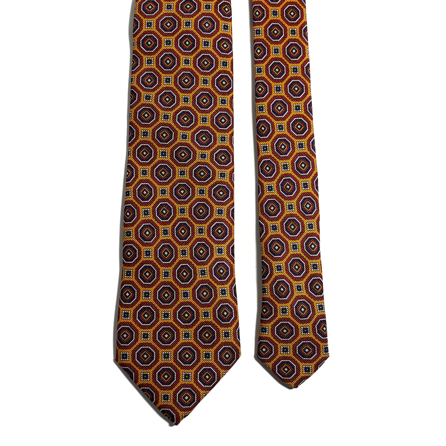 Orange & Red Floral Medallion Silk Tie (Handmade in Italy)