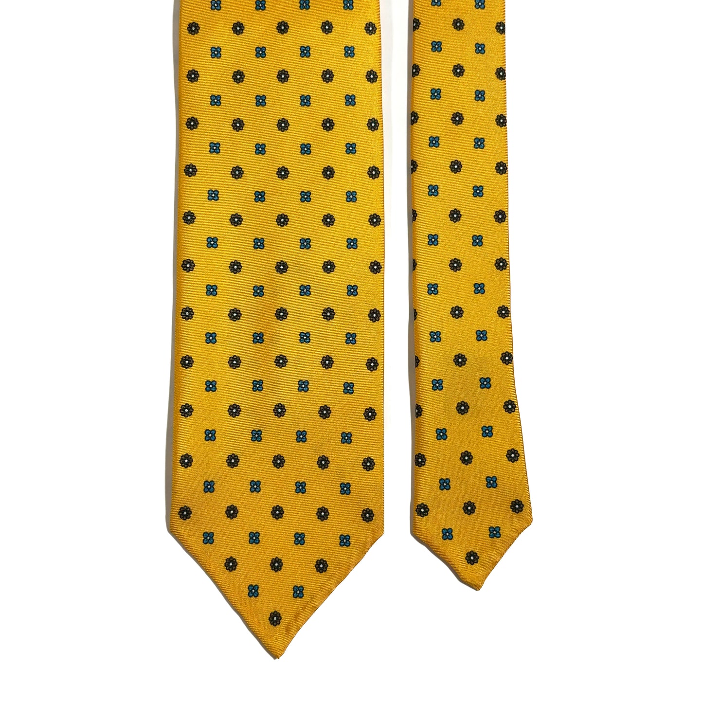 Yellow Floral Untipped Printed Silk Tie