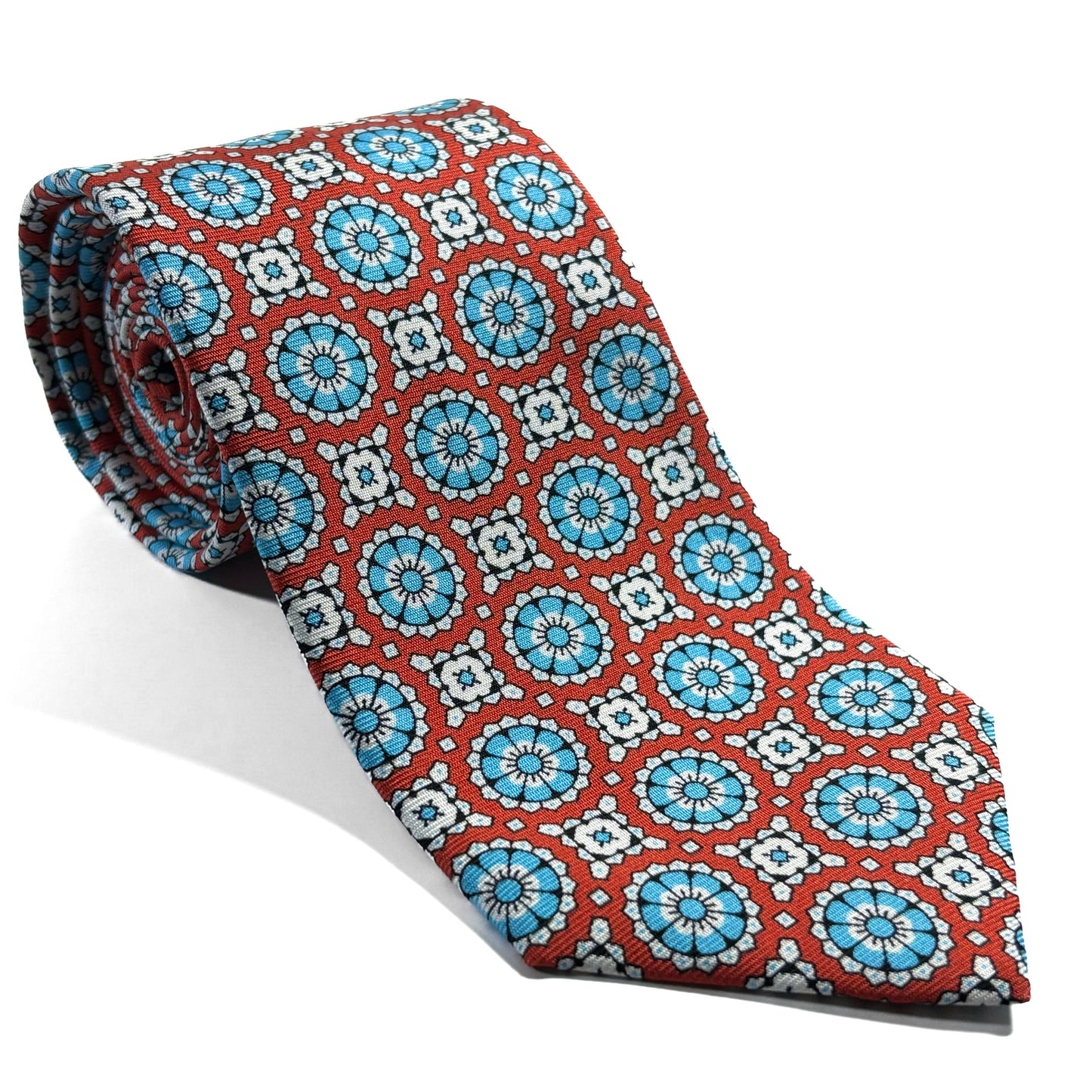 Scarlett Red & Blue Geometric Silk Tie