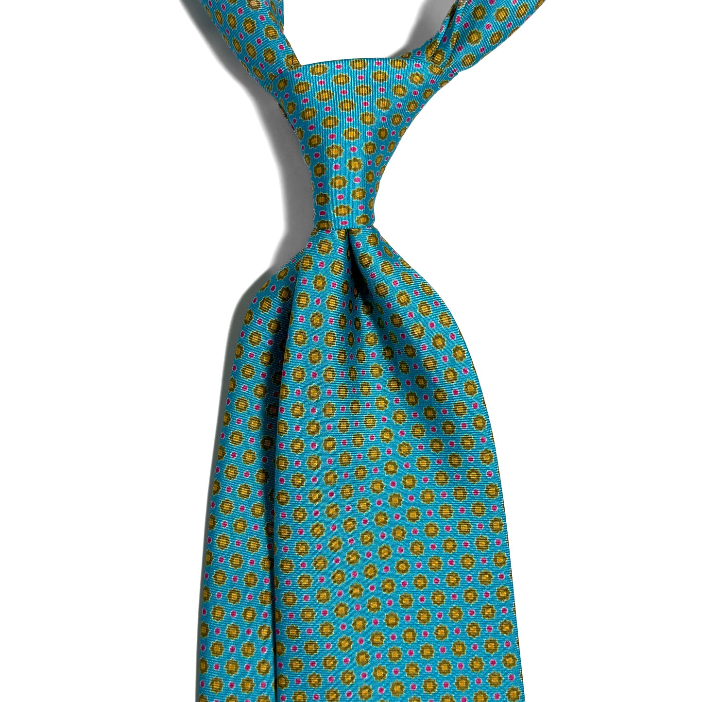 Light Aqua Blue Floral Silk Tie
