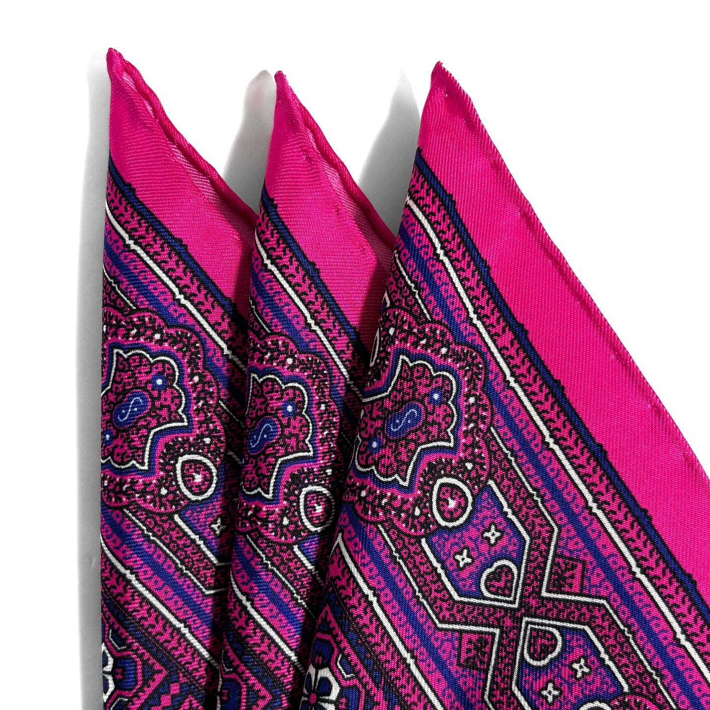 Fuchsia Pink Geometric Silk Pocket Square