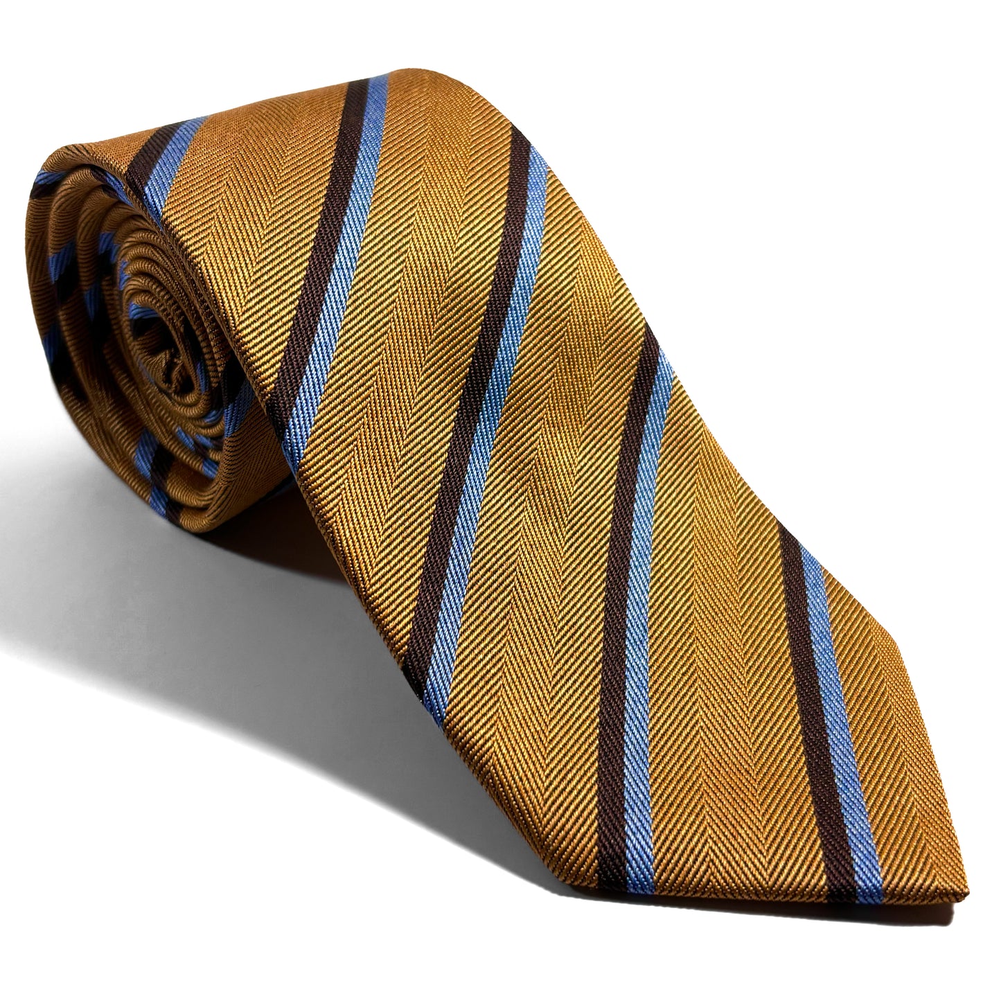 Gold Striped Silk Jacquard Tie