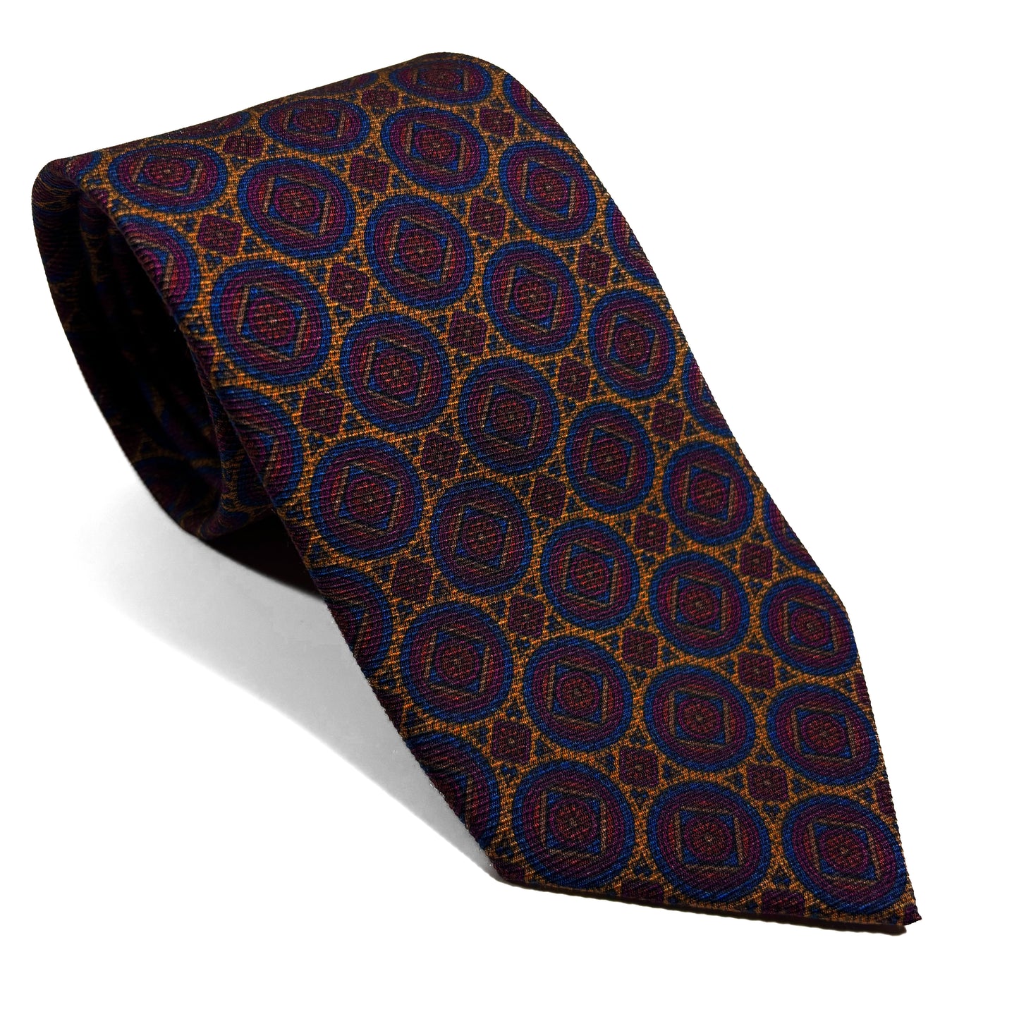 Copper Orange Medallion Italian Madder Silk Tie