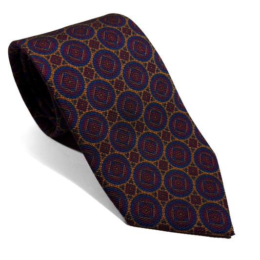 Copper Orange Medallion Italian Madder Silk Tie
