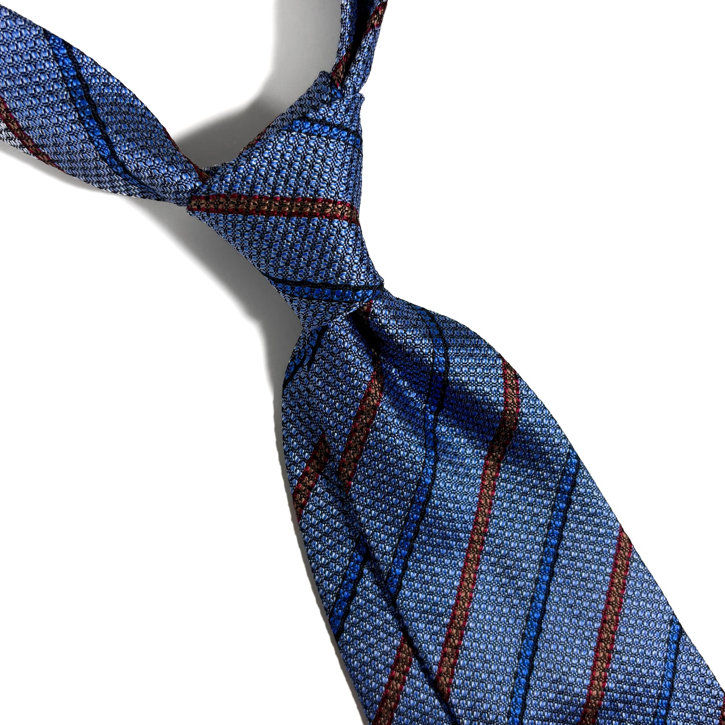 Light Blue Striped Silk Grenadine Tie (English Weave)