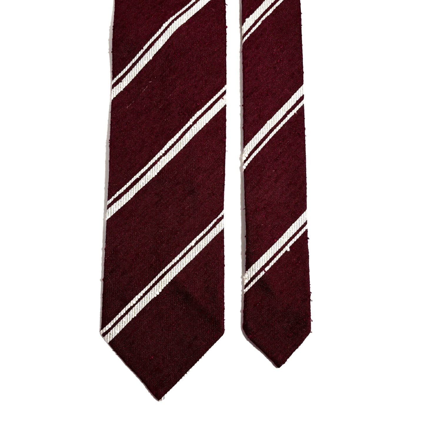 Untipped Burgundy Striped Silk Shantung Tie