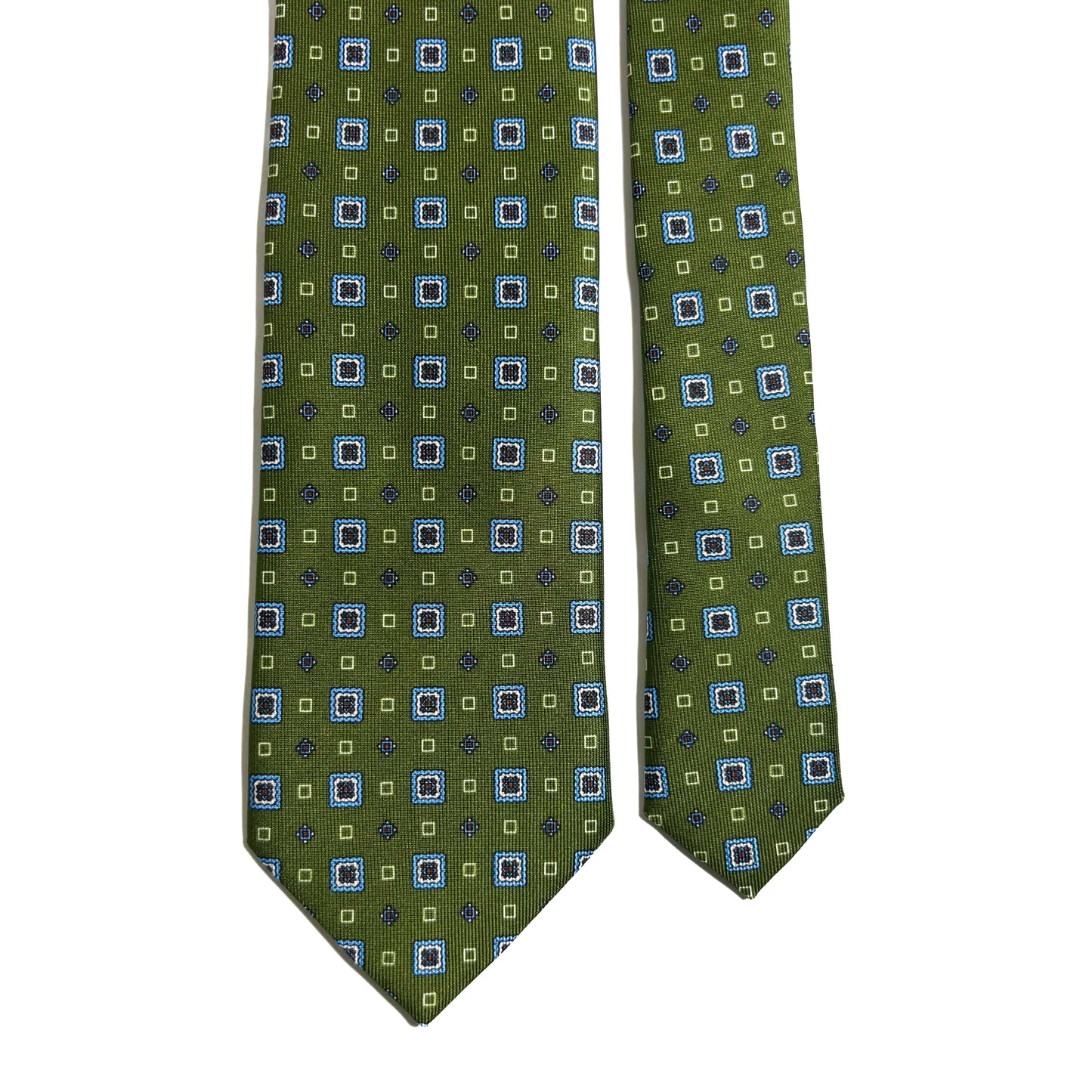 Olive Green Geometric Silk Tie
