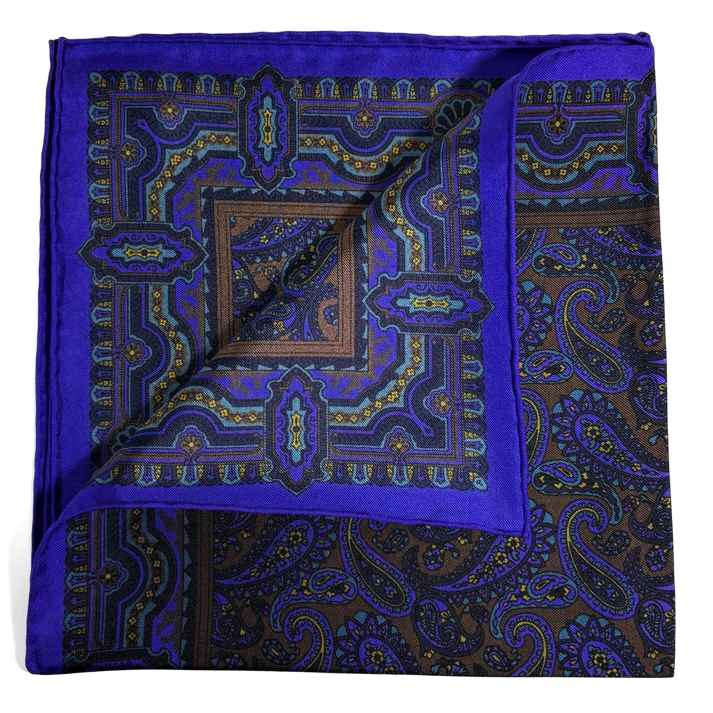 Brown & Purple Paisley Ancient Madder Silk Pocket Square