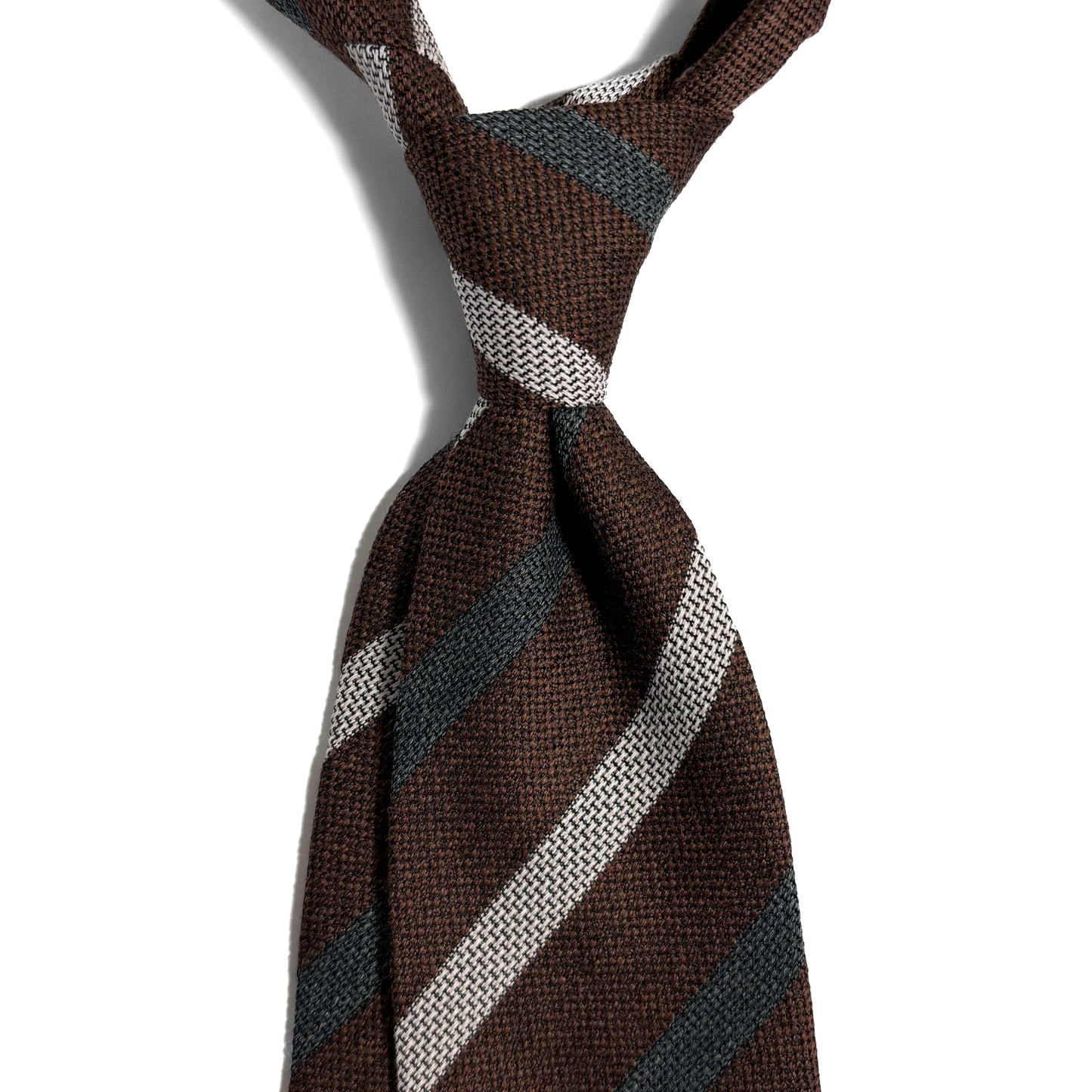 Brown Striped Silk Grenadine Tie (Garza Fina)