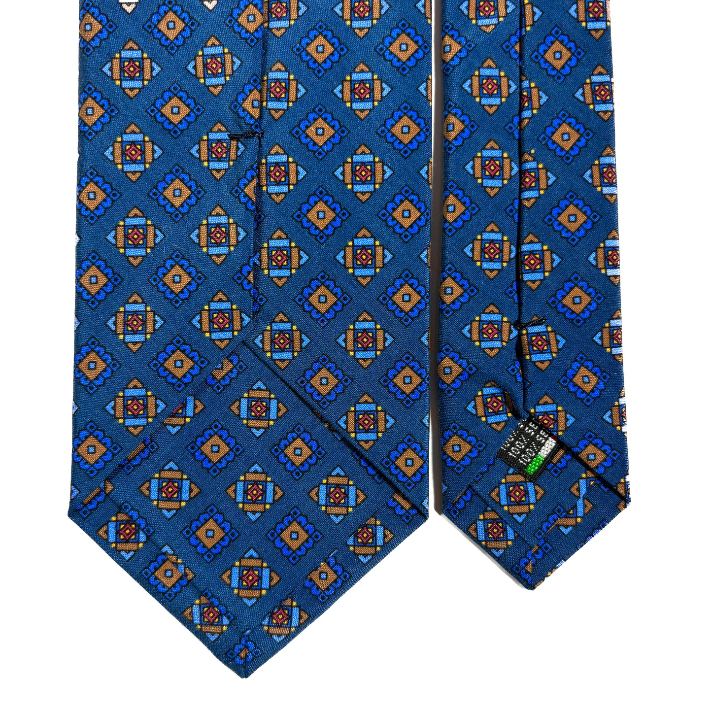 Blue Geometric Italian Madder Silk Tie