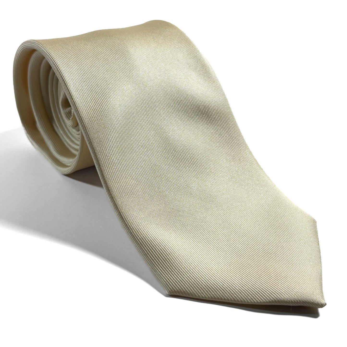 Cream Yellow English Printed Twill Silk Tie