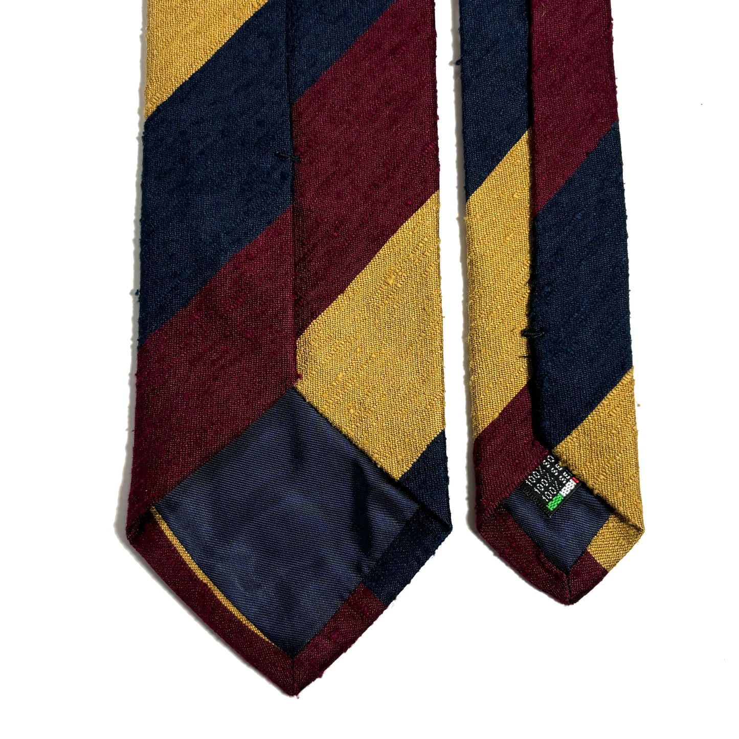 Navy Blue / Burgundy / Gold Striped Silk Shantung Tie