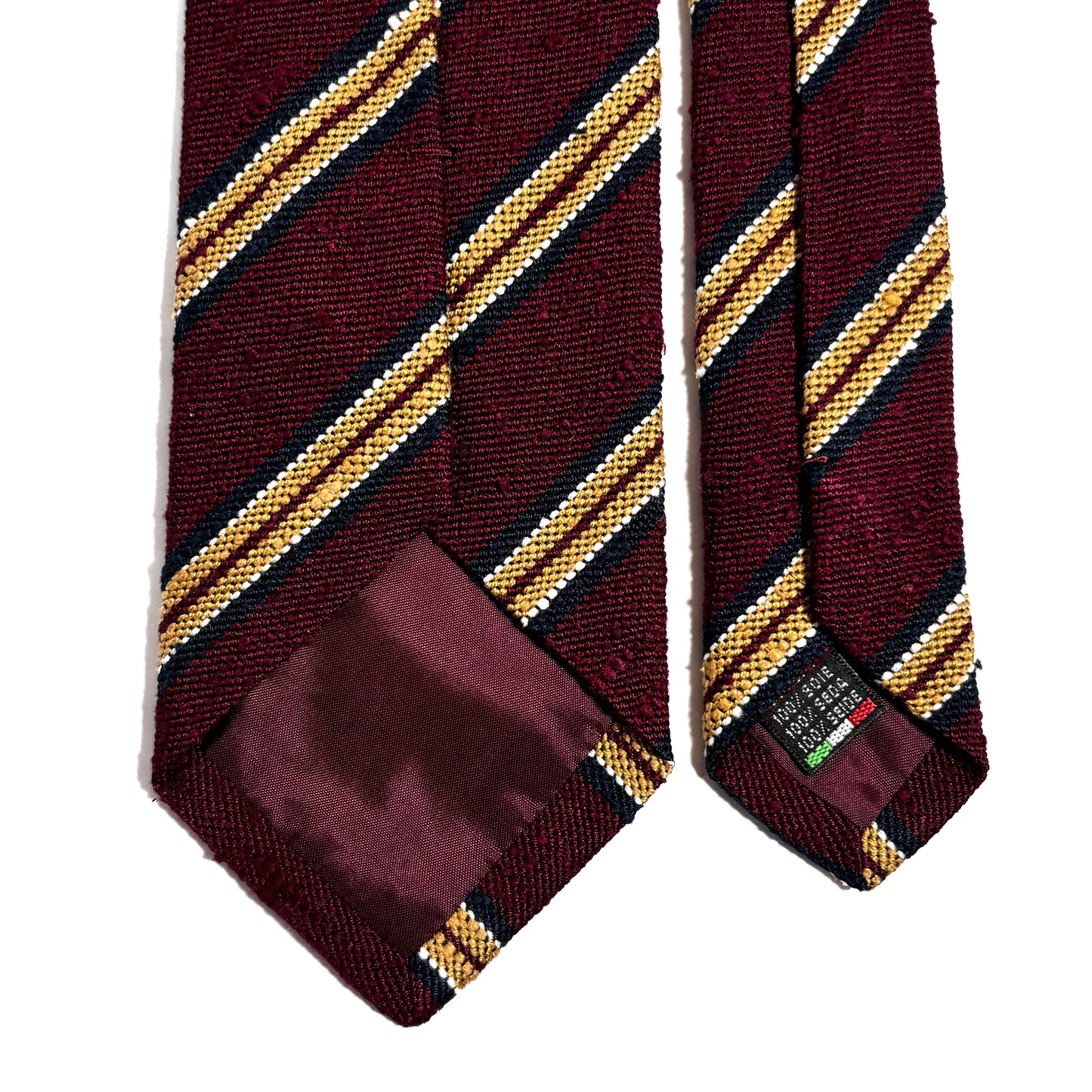 Burgundy & Gold Striped Silk Shantung Tie