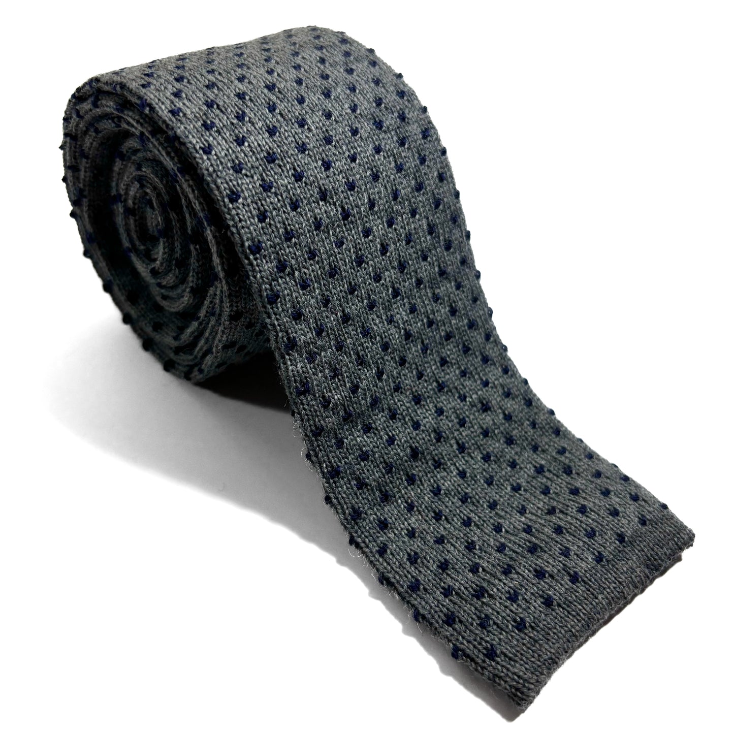 Gray Polka-Dot Wool Knitted Tie