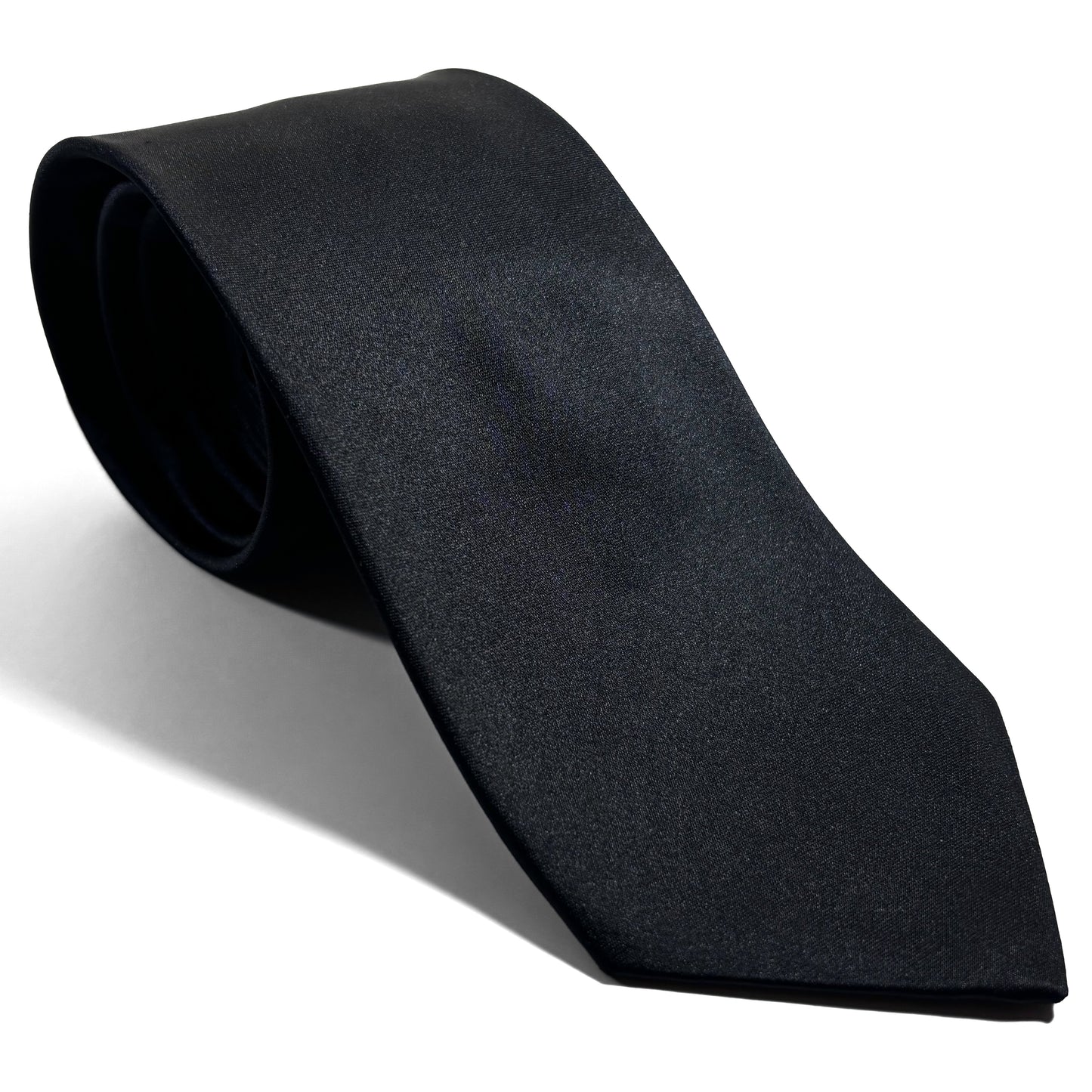 Solid Black Silk Satin Tie