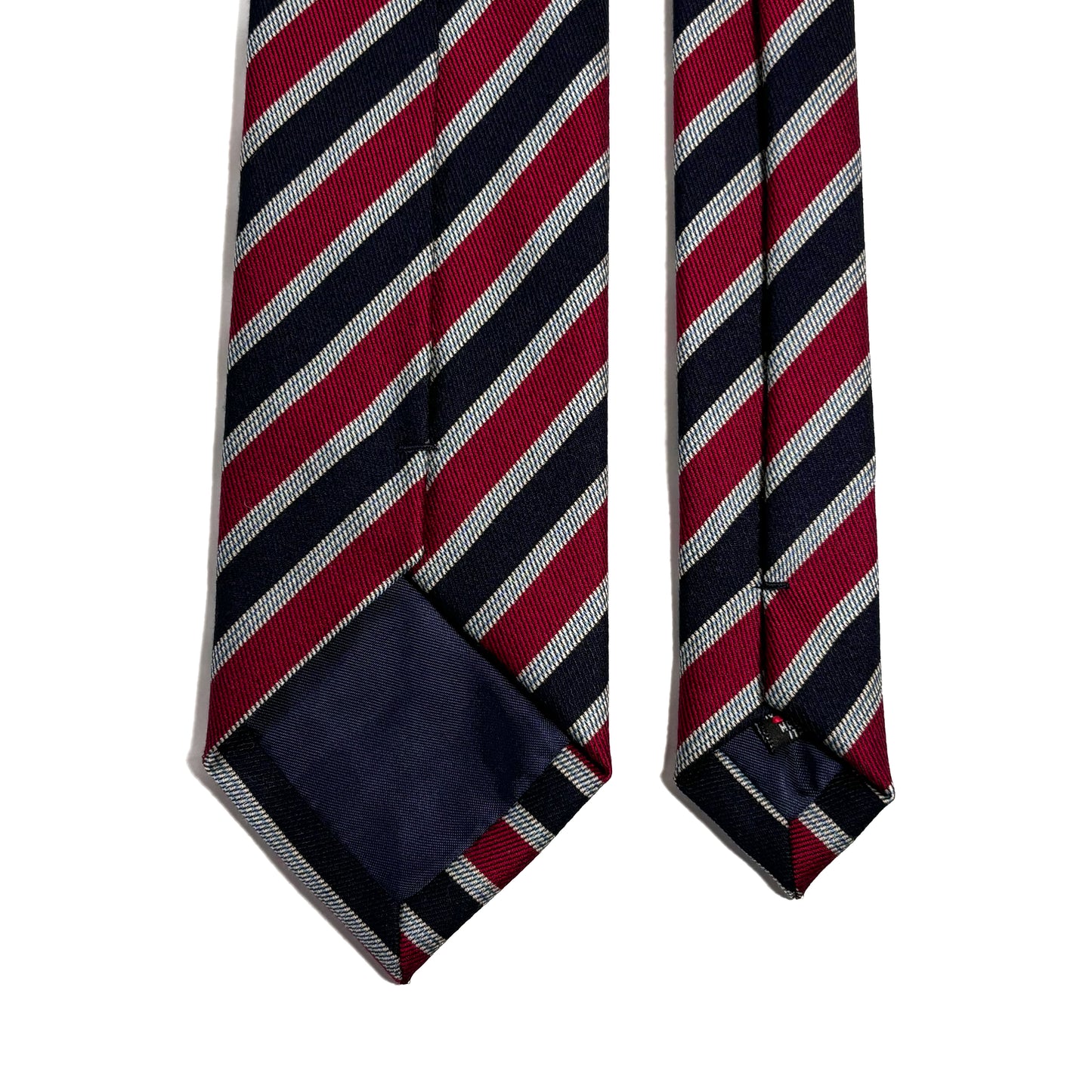 Red / Navy Blue Striped Wool/Silk Tie
