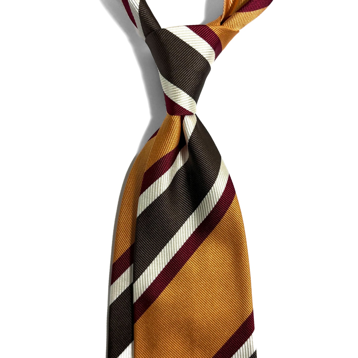Gold & Burgundy Striped Silk Repp Tie