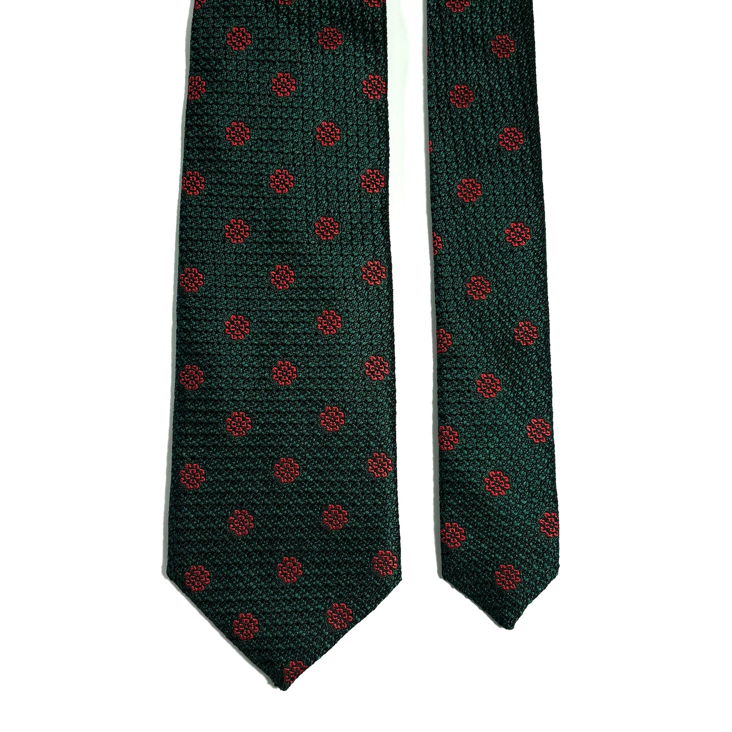 Forest Green Floral Silk Grenadine Tie (English Weave)