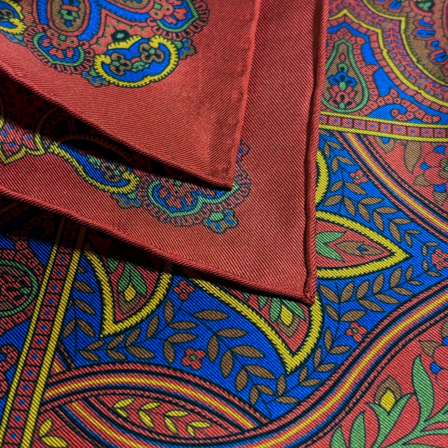 Orange Floral Paisley Silk Pocket Square