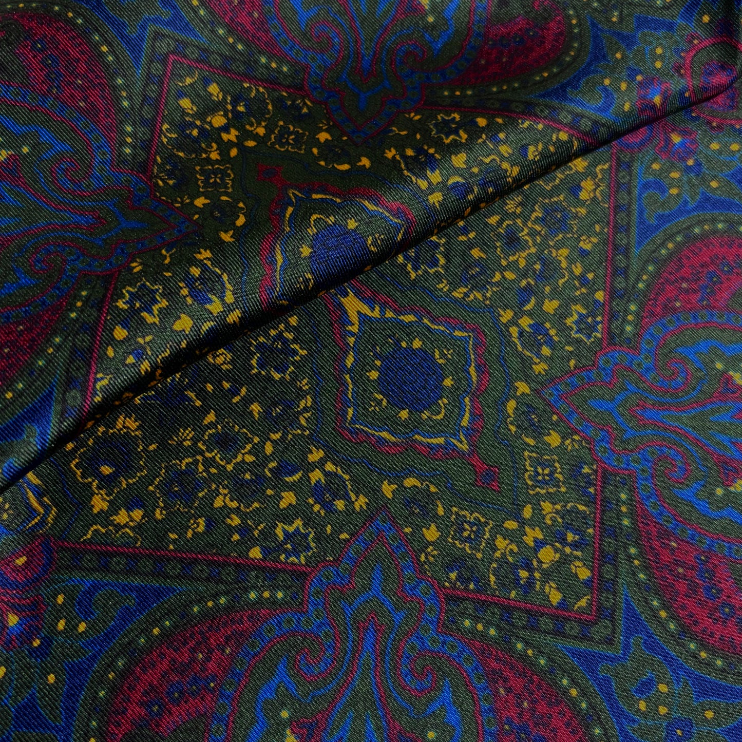 Forest Green Floral Medallion Silk Pocket Square