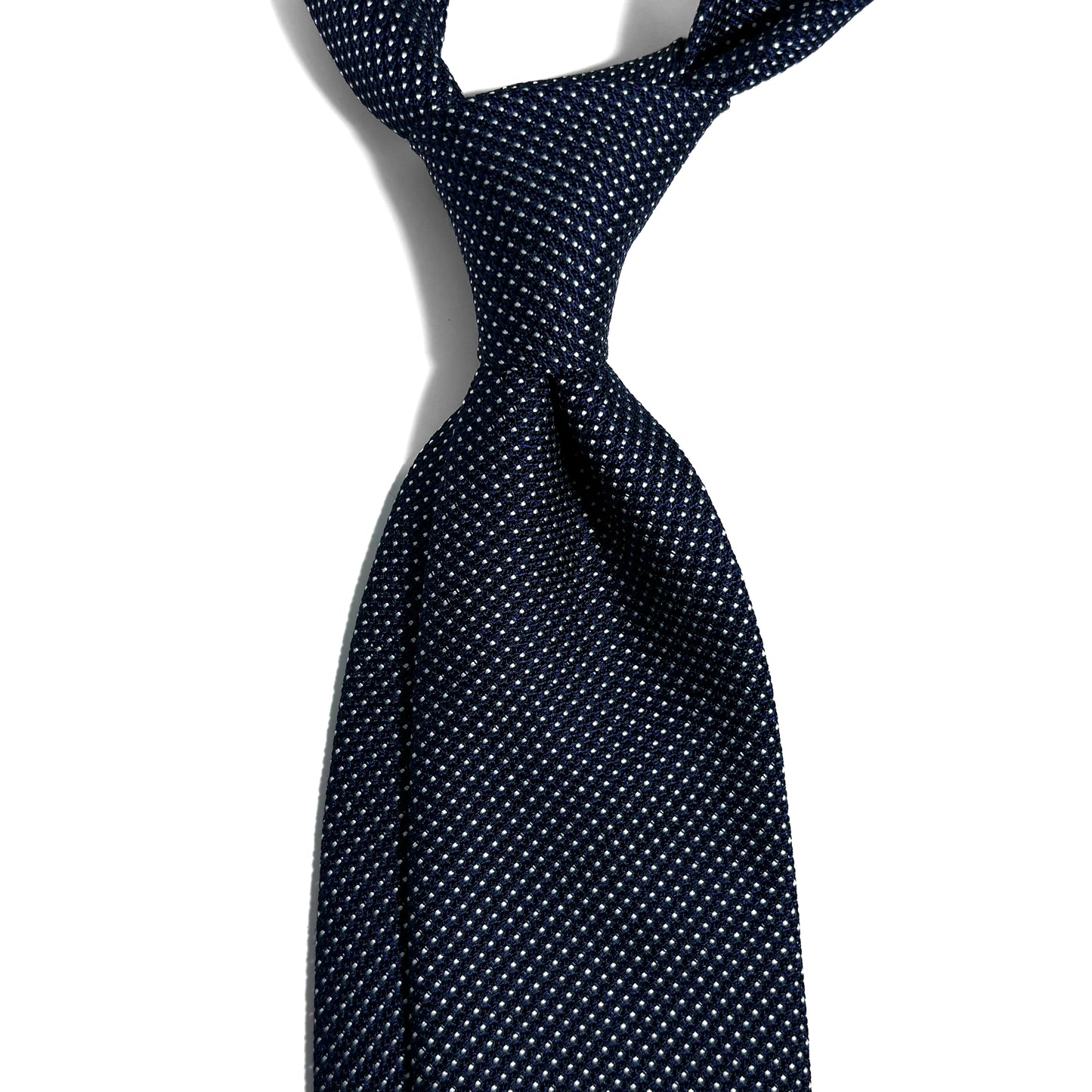Navy Blue Polka Dot Silk Grenadine Tie (Garza Fina)