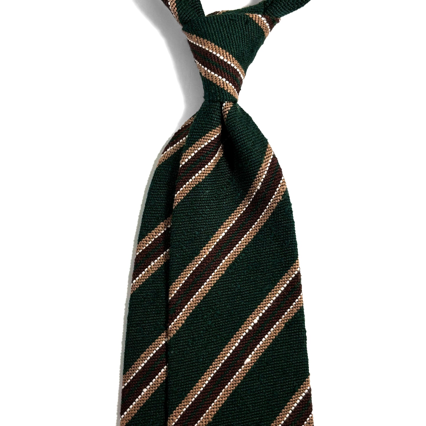 Luxury Forest Green Stripe Untipped Silk Shantung Tie