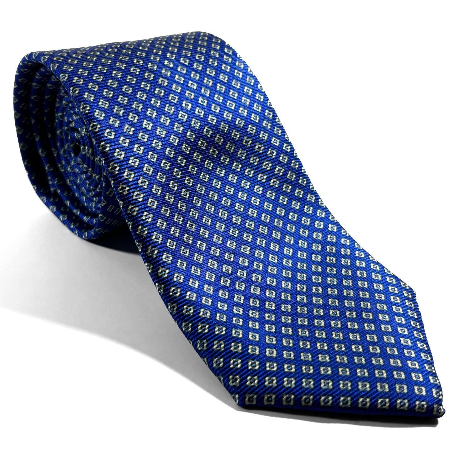 Royal Blue Micro-Geometric Silk Tie (Handmade in Italy)