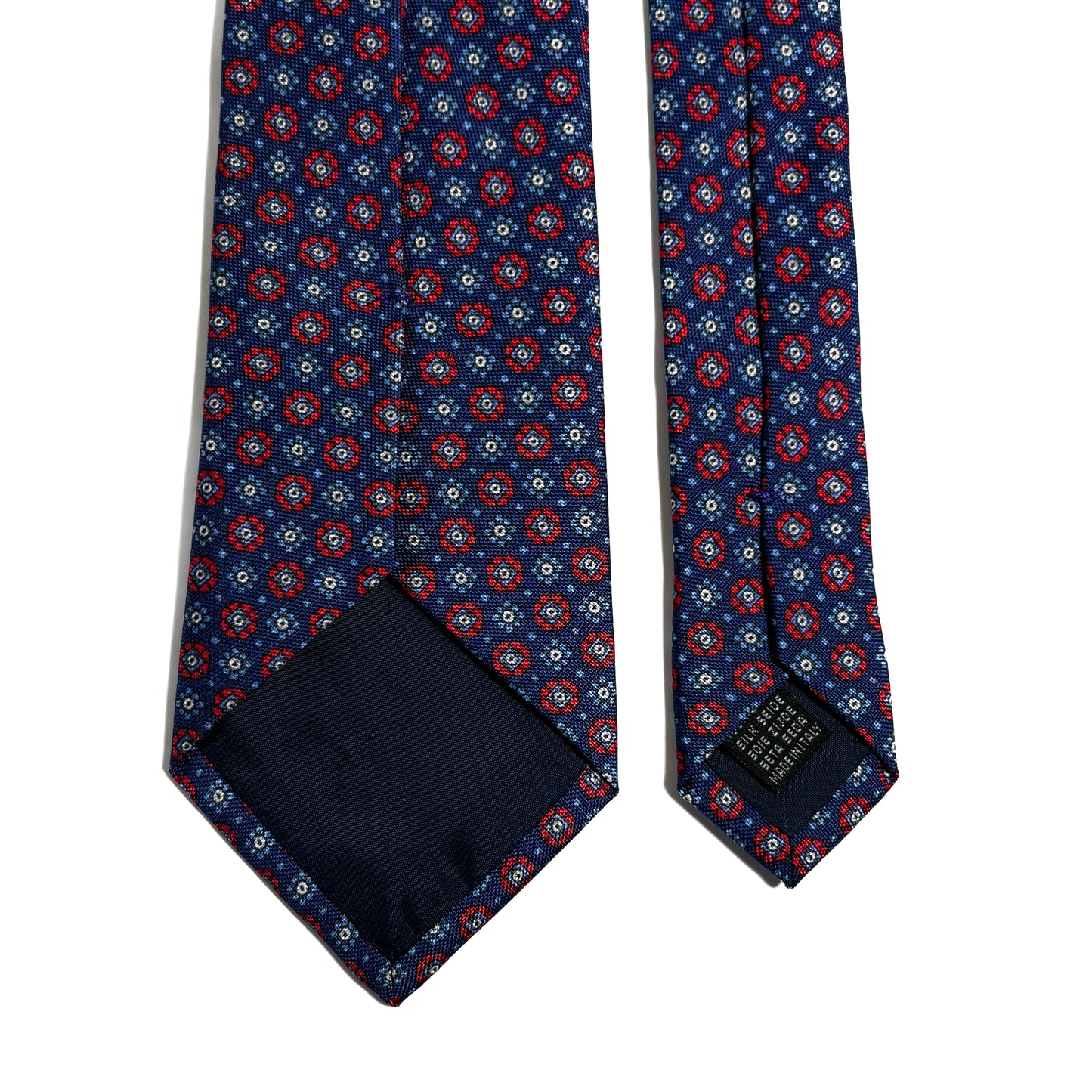 Navy Blue & Red Silk Hopsack Tie (Handmade in Italy)