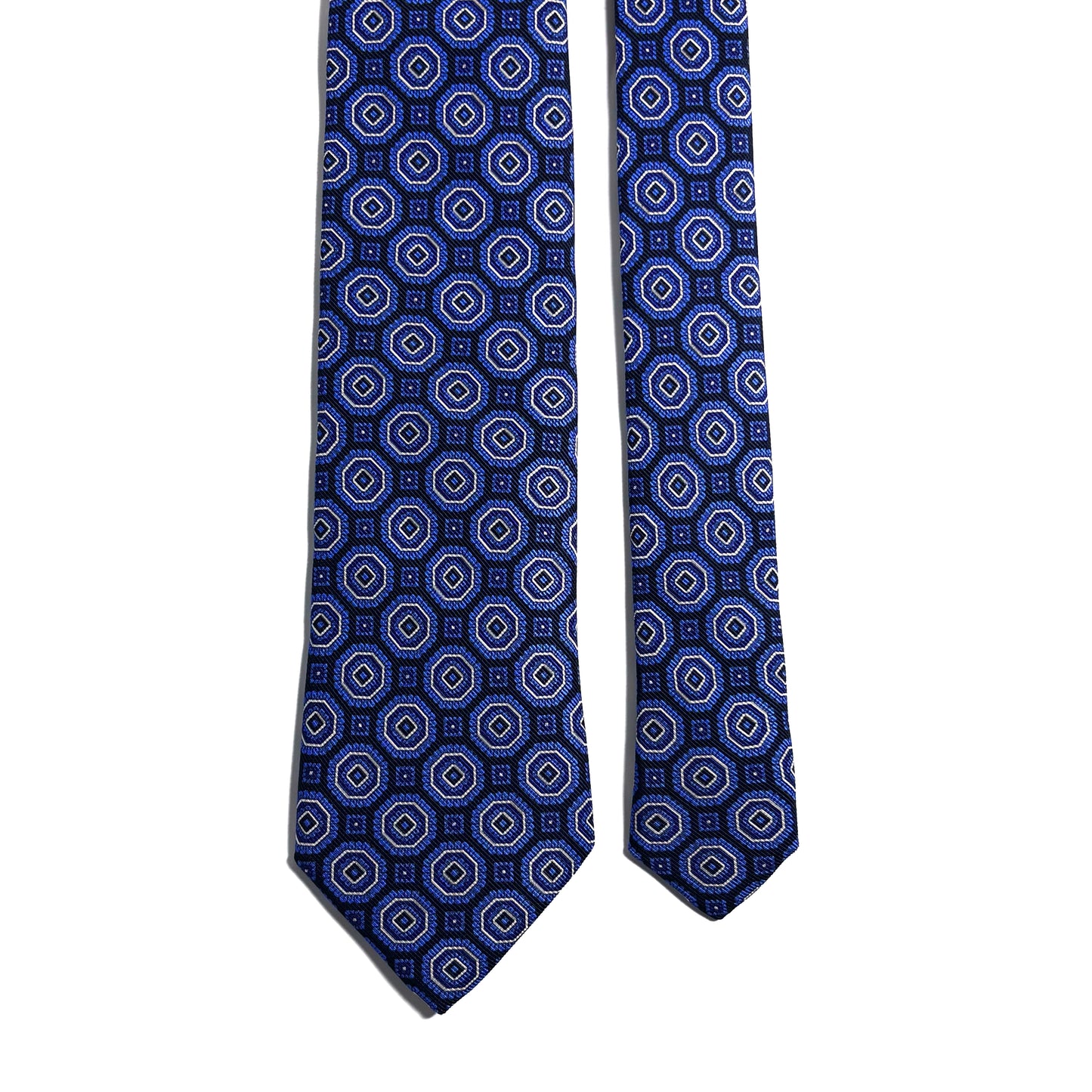 Black & Blue Floral Medallion Silk Tie (Handmade in Italy)
