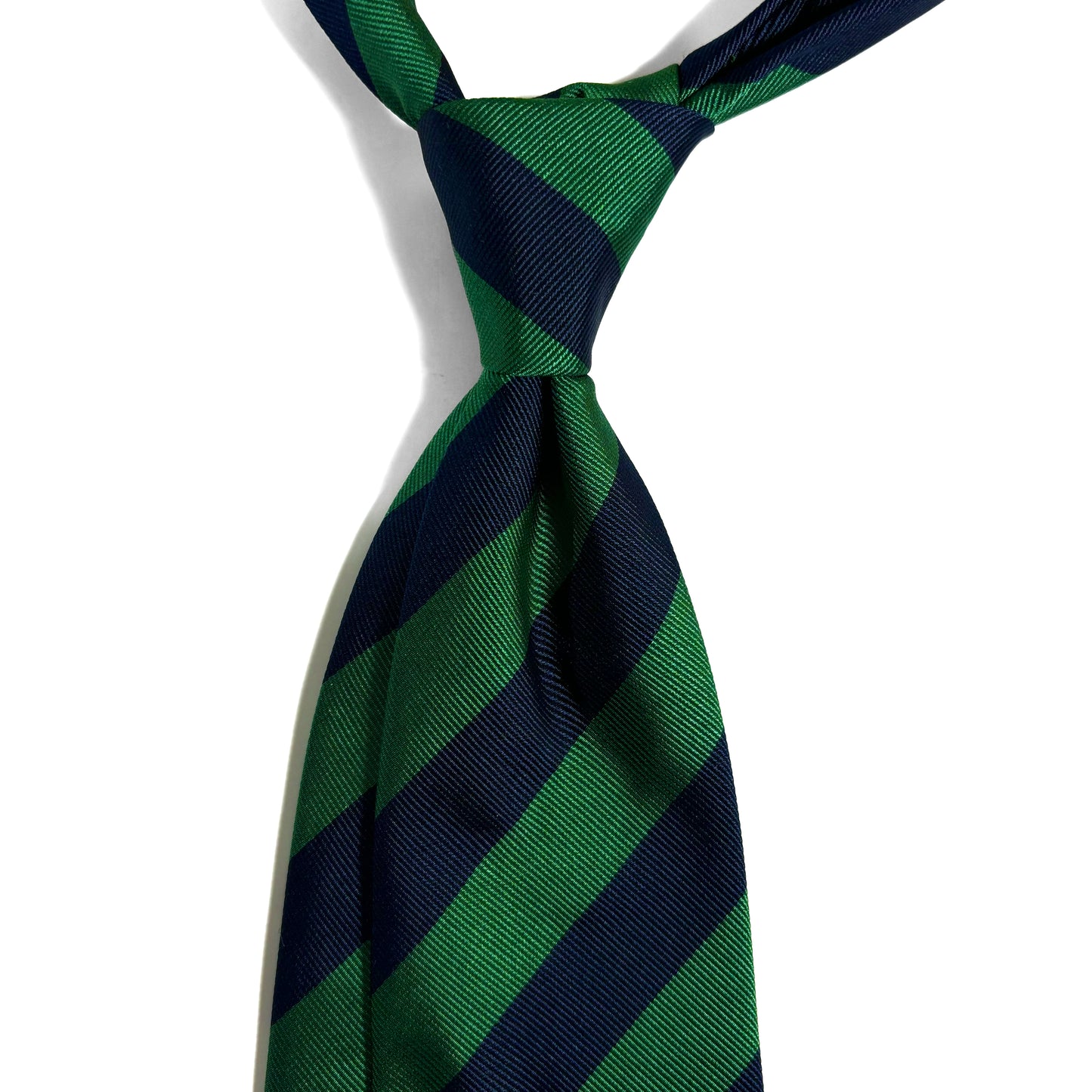 Navy Blue & Green Striped Silk Repp Tie