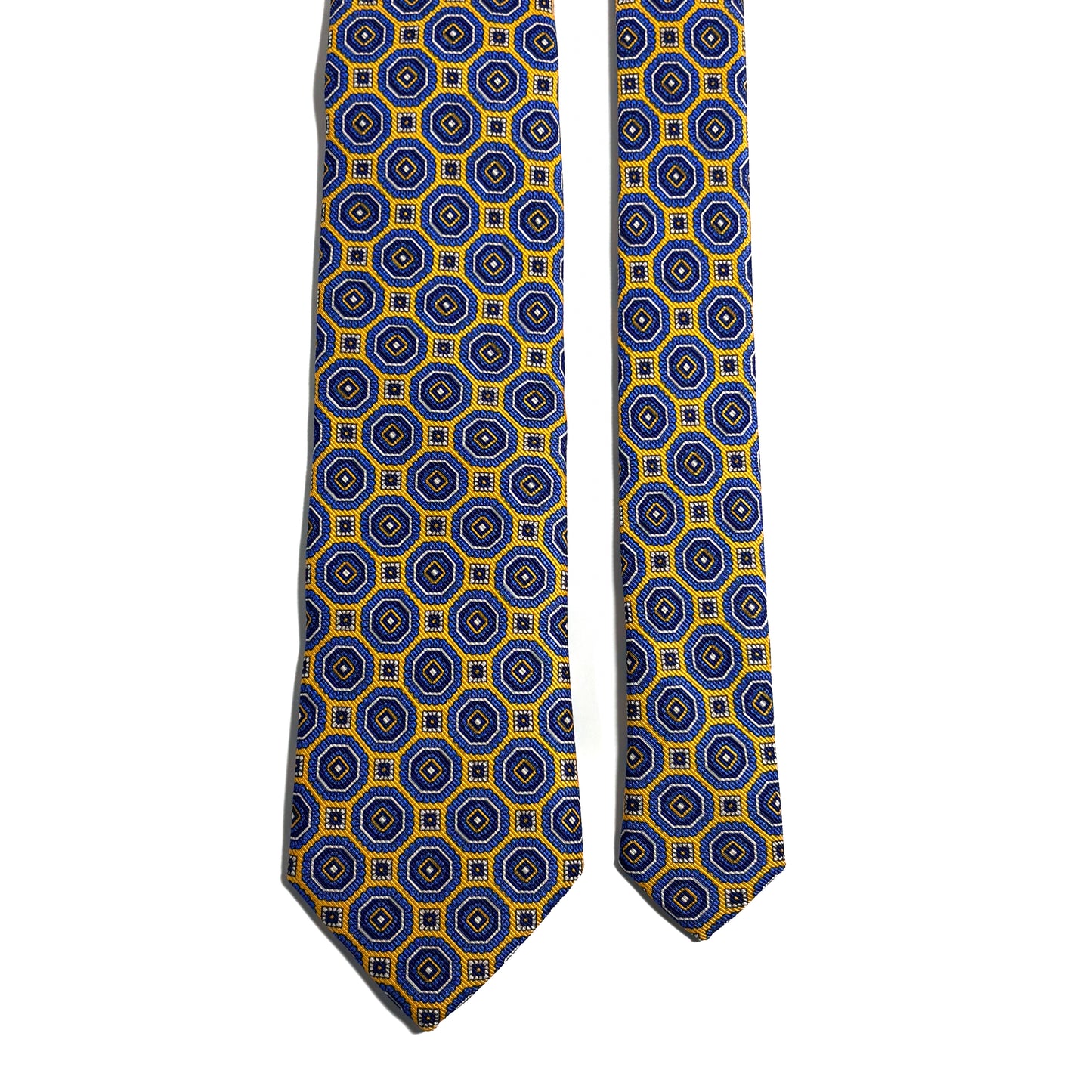 Yellow & Blue Floral Medallion Silk Tie (Handmade in Italy)