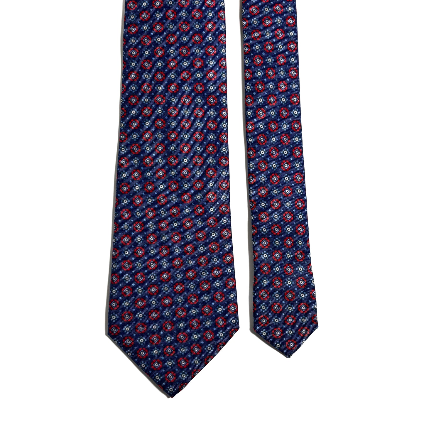 Navy Blue & Red Silk Hopsack Tie (Handmade in Italy)
