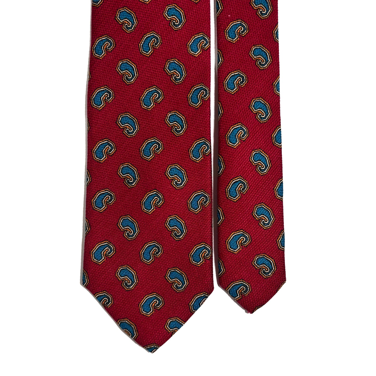 Red Paisley Printed Silk Micro-Grenadine Tie