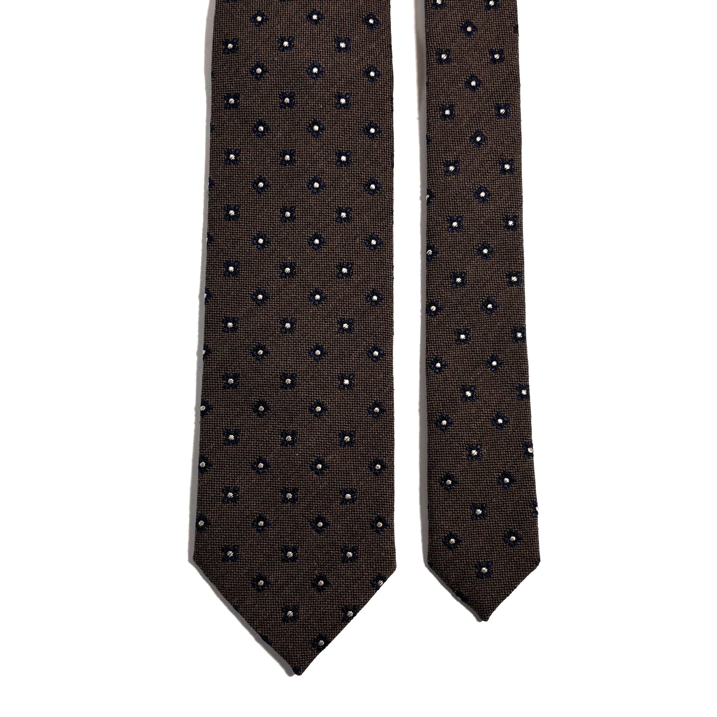 Taupe Brown Floral Wool/Silk Jacquard Tie