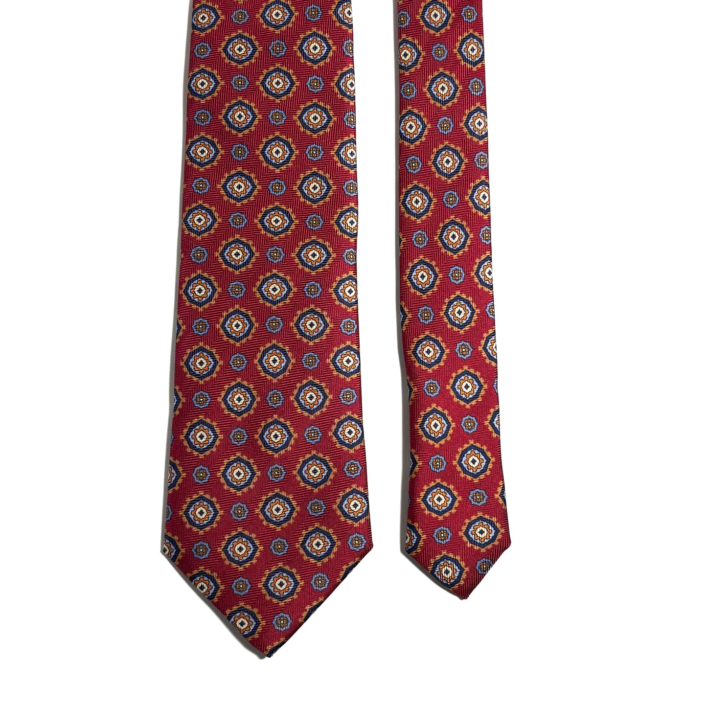 Burgundy Geometric Silk Tie (Handmade in Italy)