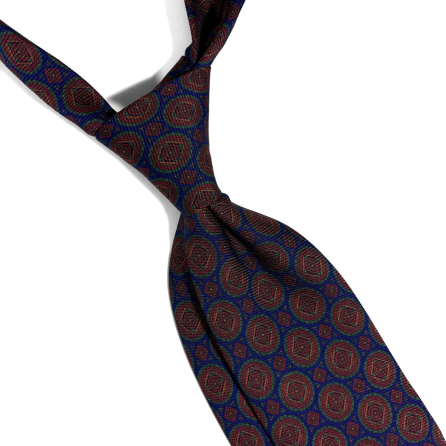 Blue Medallion Italian Madder Silk Tie