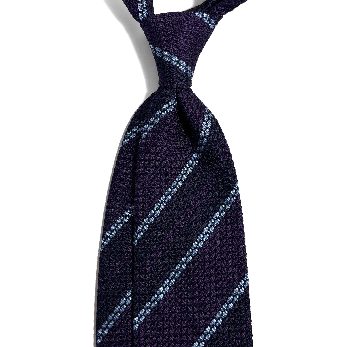 Purple & Navy Blue Striped Silk Grenadine Tie (Garza Grossa)