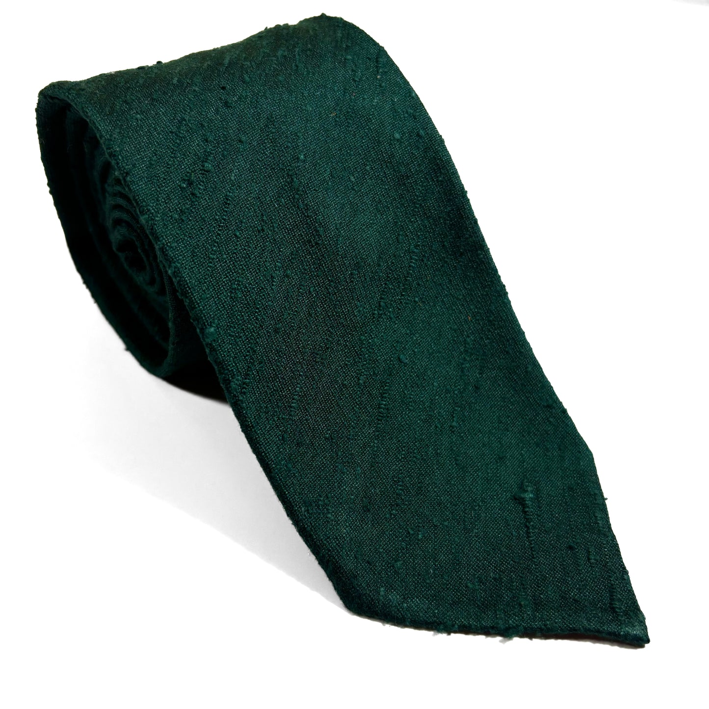 Untipped Forest Green Silk Shantung Tie