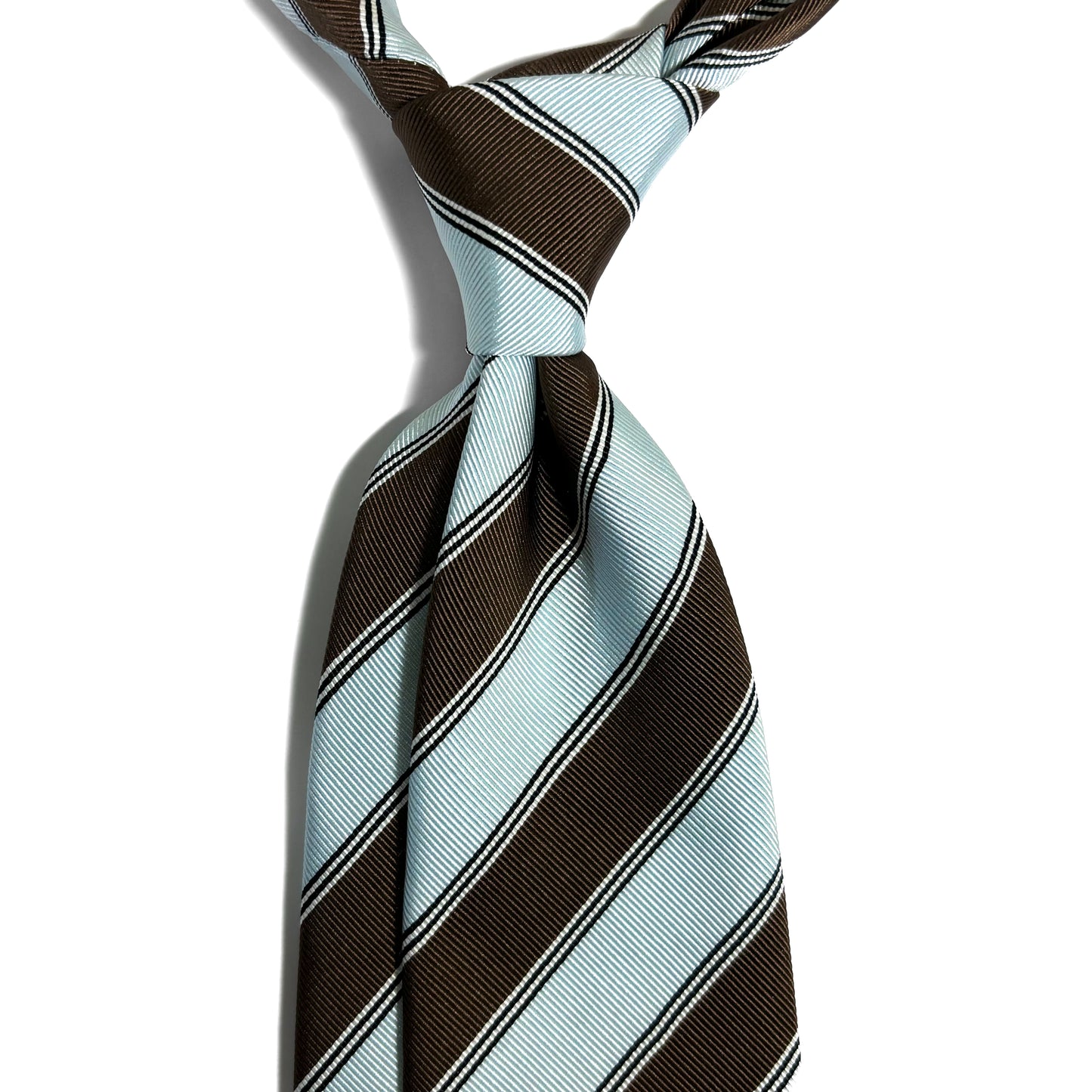 Light Blue & Brown Striped Silk Repp Tie