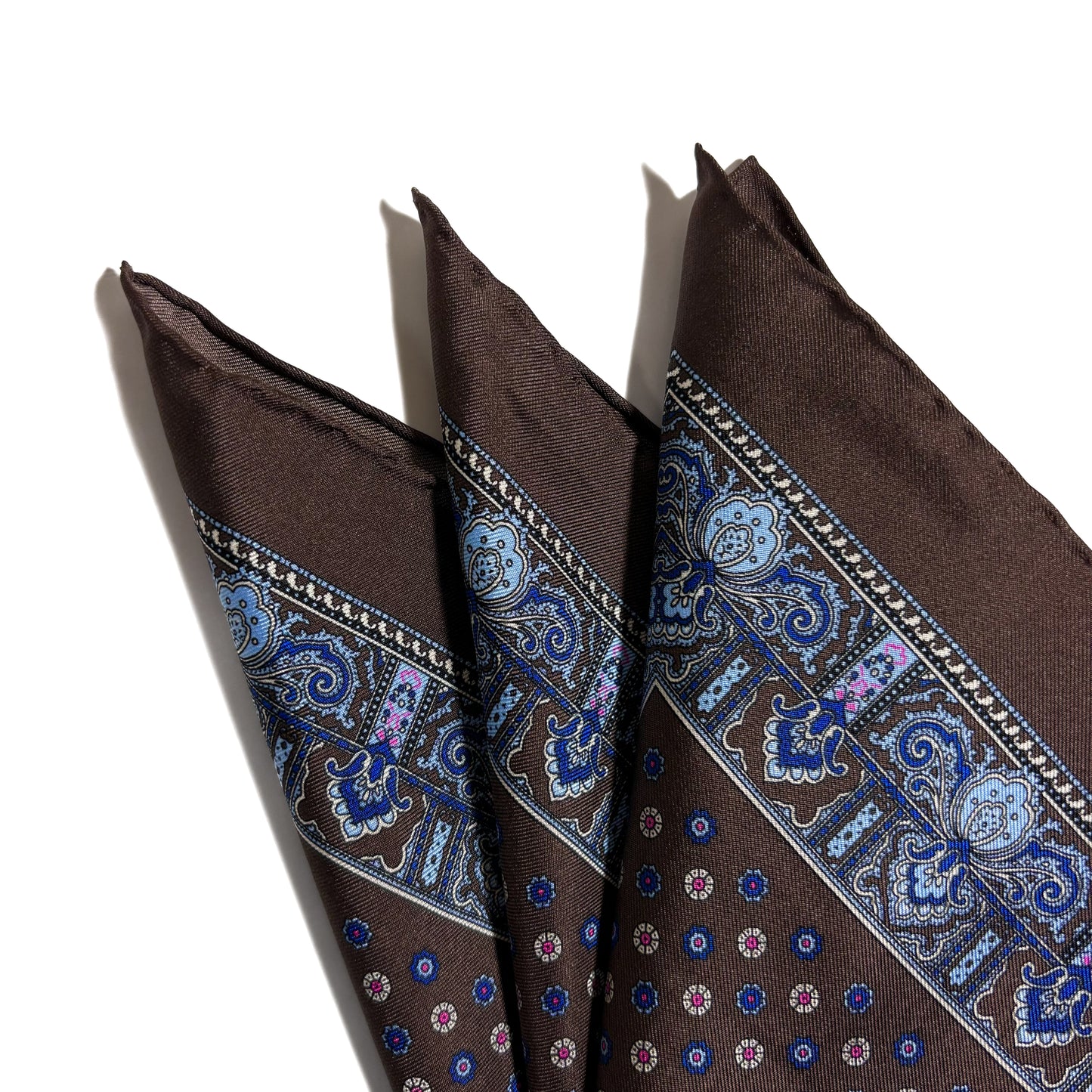 Brown Floral Silk Pocket Square