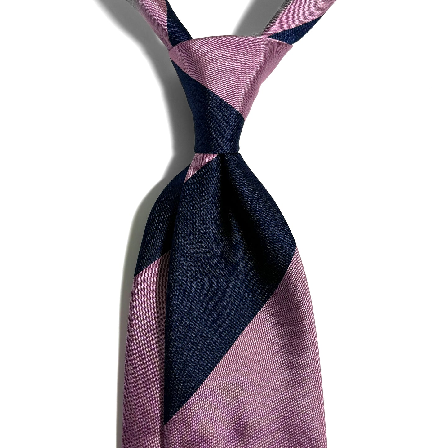 Navy Blue & Pink Block Striped Silk Repp Tie