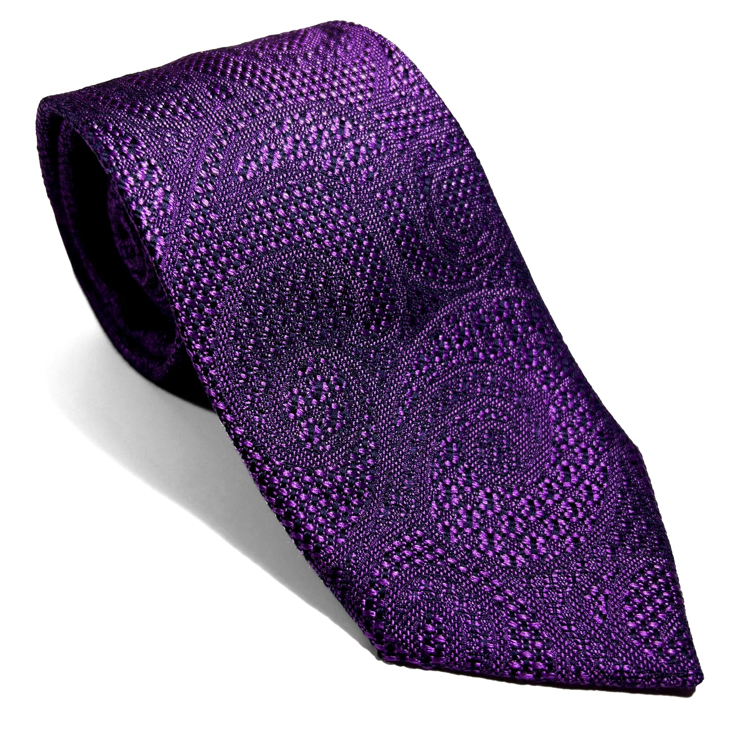 PHOENIX Vibrant Purple Paisley Silk Grenadine Jacquard Tie