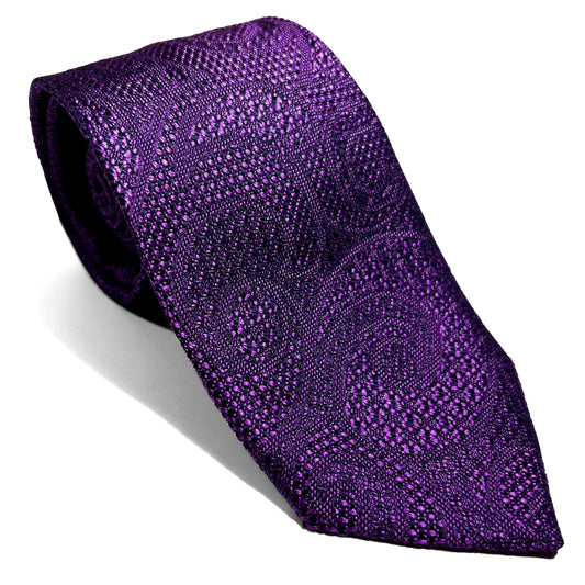 PHOENIX Vibrant Purple Paisley Silk Grenadine Jacquard Tie