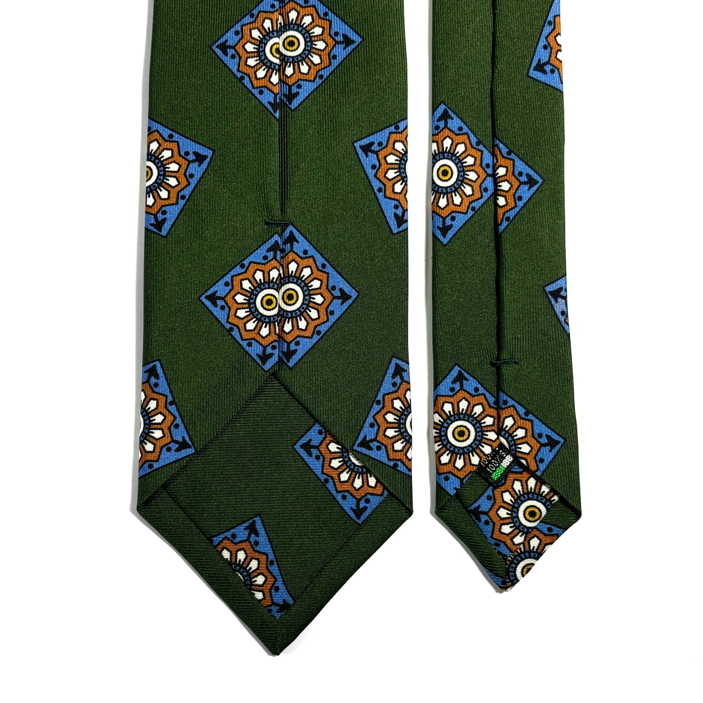 Green Large Square Printed 36oz Silk Twill Tie