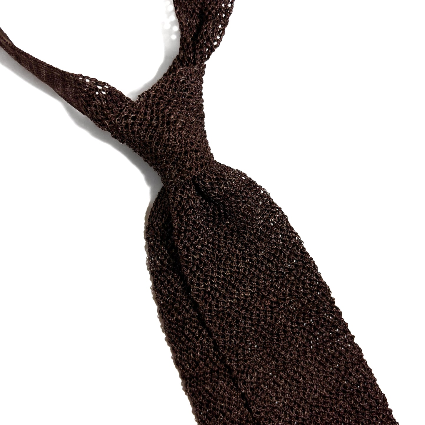 Zig-Zag Brown Silk/Linen Knitted Tie