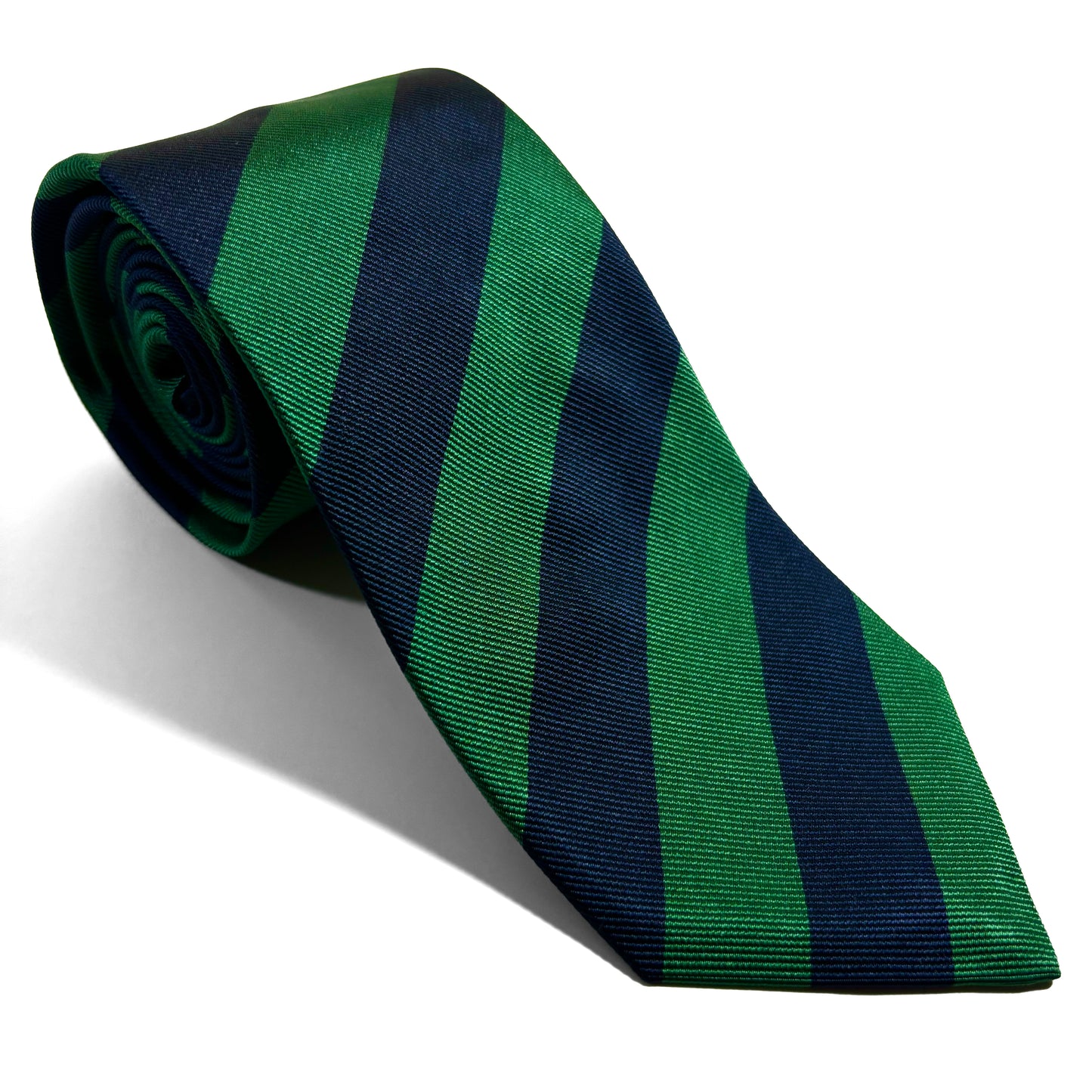 Navy Blue & Green Striped Silk Repp Tie