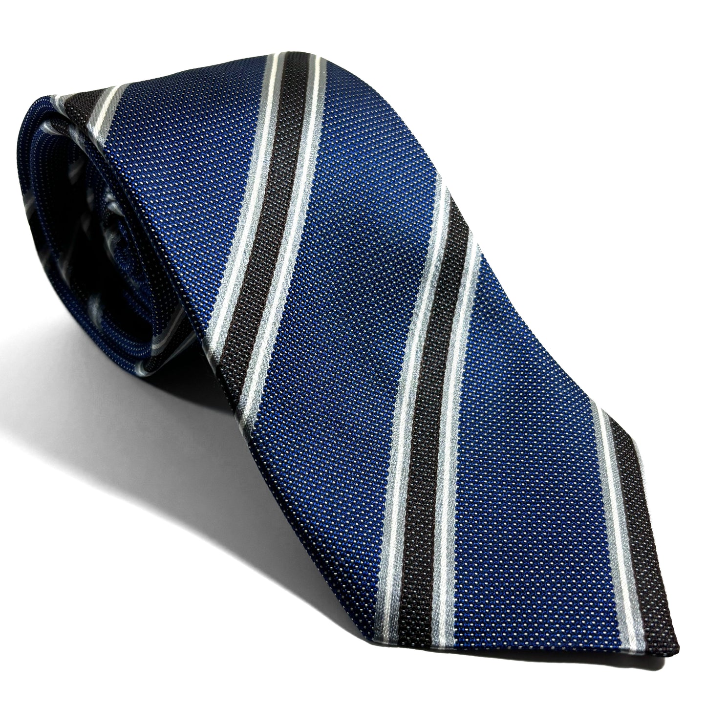 Navy Blue Striped Dot Silk Jacquard Tie