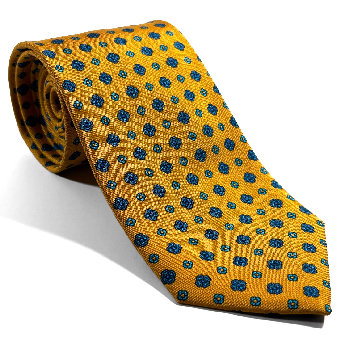 Marigold Yellow Floral Printed Silk Tie